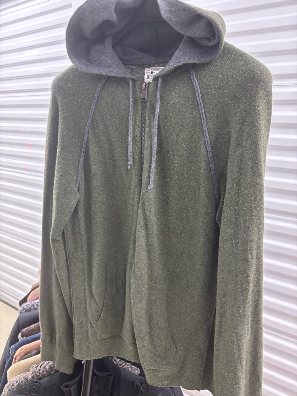 Lucky Brand Men's Olive Green Zip-Up Hoodie Sweater